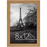 Americanflat 8x12 Picture Frame in Oak with Shatter Resistant Glass - Horizontal and Vertical formats for Wall and Tabletop