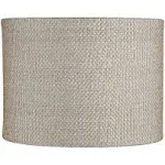 Gray and Gold Plastic Weave Medium Drum Lamp Shade 15 Top x 15 Bottom x 11 High (Spider) Replacement with Harp and Finial - Springcrest