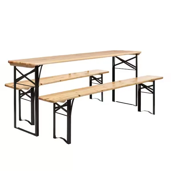 3 Pcs Folding Wooden Picnic Table Bench Set