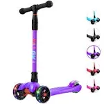 Allek Kick Scooter B02, Lean 'N Glide Scooter with Extra Wide PU Light-Up Wheels and 4 Adjustable Heights for Children from 3-12