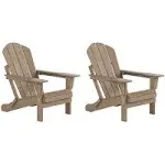 WestinTrends Outdoor Adirondack Chairs Set of 2, Plastic Fire Pit Chair, Weather Resistant Folding Patio Lawn Chair for Outside Deck Garden Backyard Balcony, Weather Wood