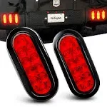 Nilight - TL-01 6&#034; Oval Red LED Tail 2PCS W/Surface Mount Grommets Plugs IP65 Wa