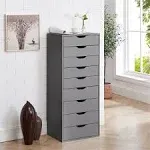 Naomi Home Office File Cabinets Wooden File Cabinets for Home Office Lateral File Cabinet Wood File Cabinet Mobile File Cabinet Mobile Storage Cabinet Filing Storage Drawer Gray/9 Drawer