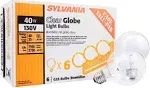 SYLVANIA Incandescent G25 Décor Globe Light Bulb, 40W, Dimmable, E26 Medium Base, Clear, 2850K, Warm White - 6 Pack (14191)