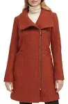 Kenneth Cole Women's Asymmetrical Zip Wool Boucle Coat - Paprika - Size S