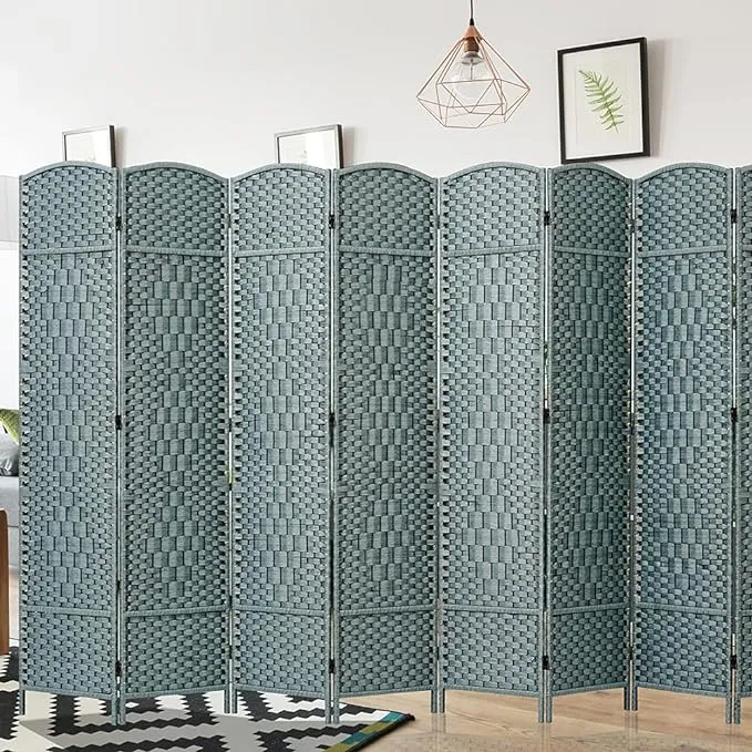 Jostyle Room Divider with Hand-Woven Design, 4-Panel Folding Privacy Screen