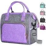 WONDAY Insulated Lunch Bag for Women, Reusable Leakproof Large Lunch Box with Adjustable Shoulder Strap, Multi-Pocket Lunch Bag Women for Work, Office, Picnic, Outdoor(Purple)