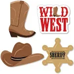 Big Dot of Happiness Western Hoedown - DIY Shaped Wild West Cowboy Party Cut-Outs - 24 Count