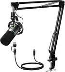 Maono XLR/USB Dynamic Microphone Kit, RGB Podcast Mic with Software, Mute, Gain Knob, Volume Control, Boom Arm for Streaming, Gaming, Voice-Over, Rec