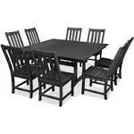 POLYWOOD Vineyard 9-Piece Farmhouse Dining Set - Black