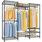  Portable Closet Wardrobe Heavy Duty Clothes Rack, Freestanding V5 Medium Black