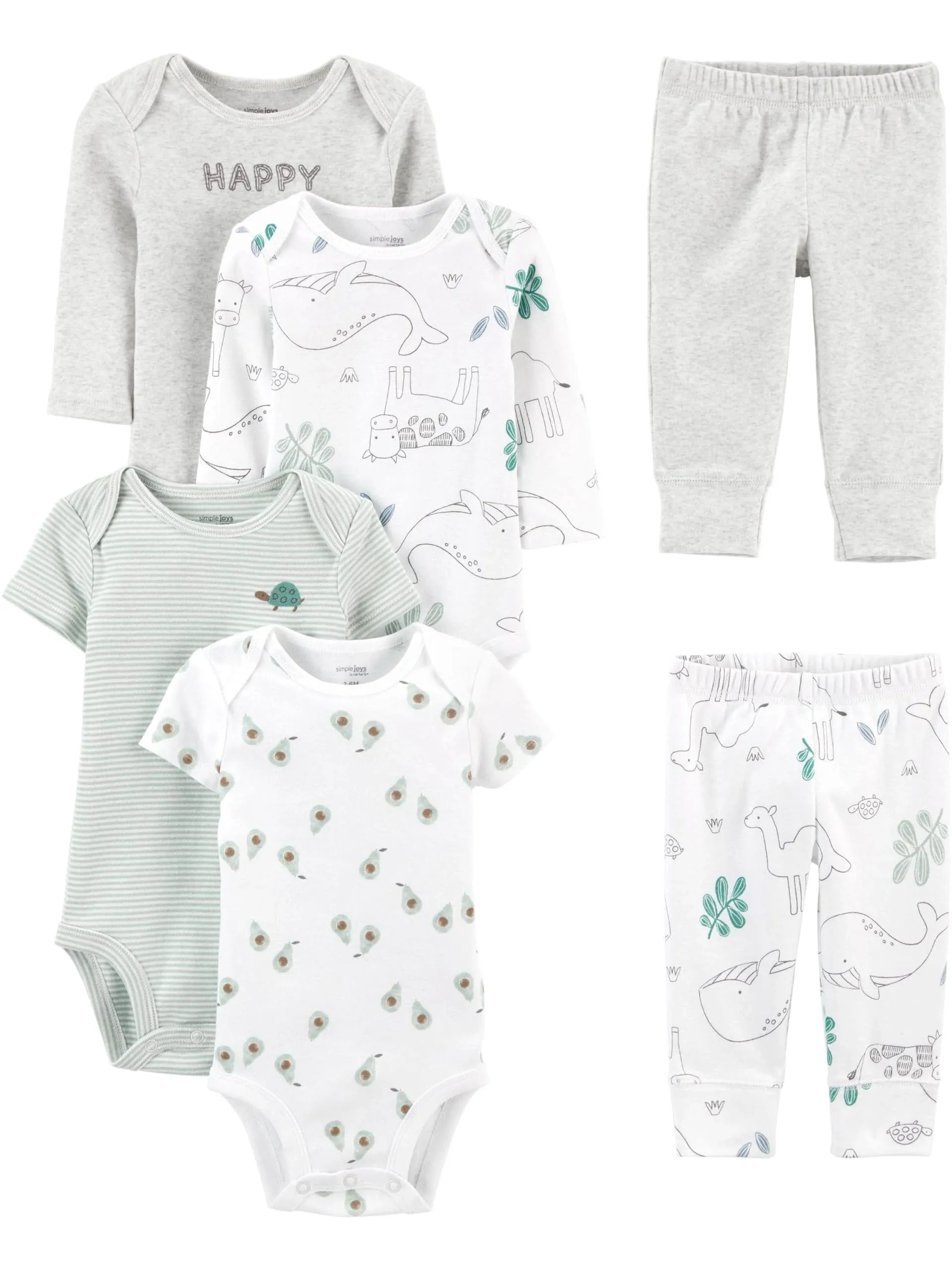 Simple Joys by Carter's unisex-baby 6-Piece Bodysuits (Short and Long Sleeve) and Pants Set