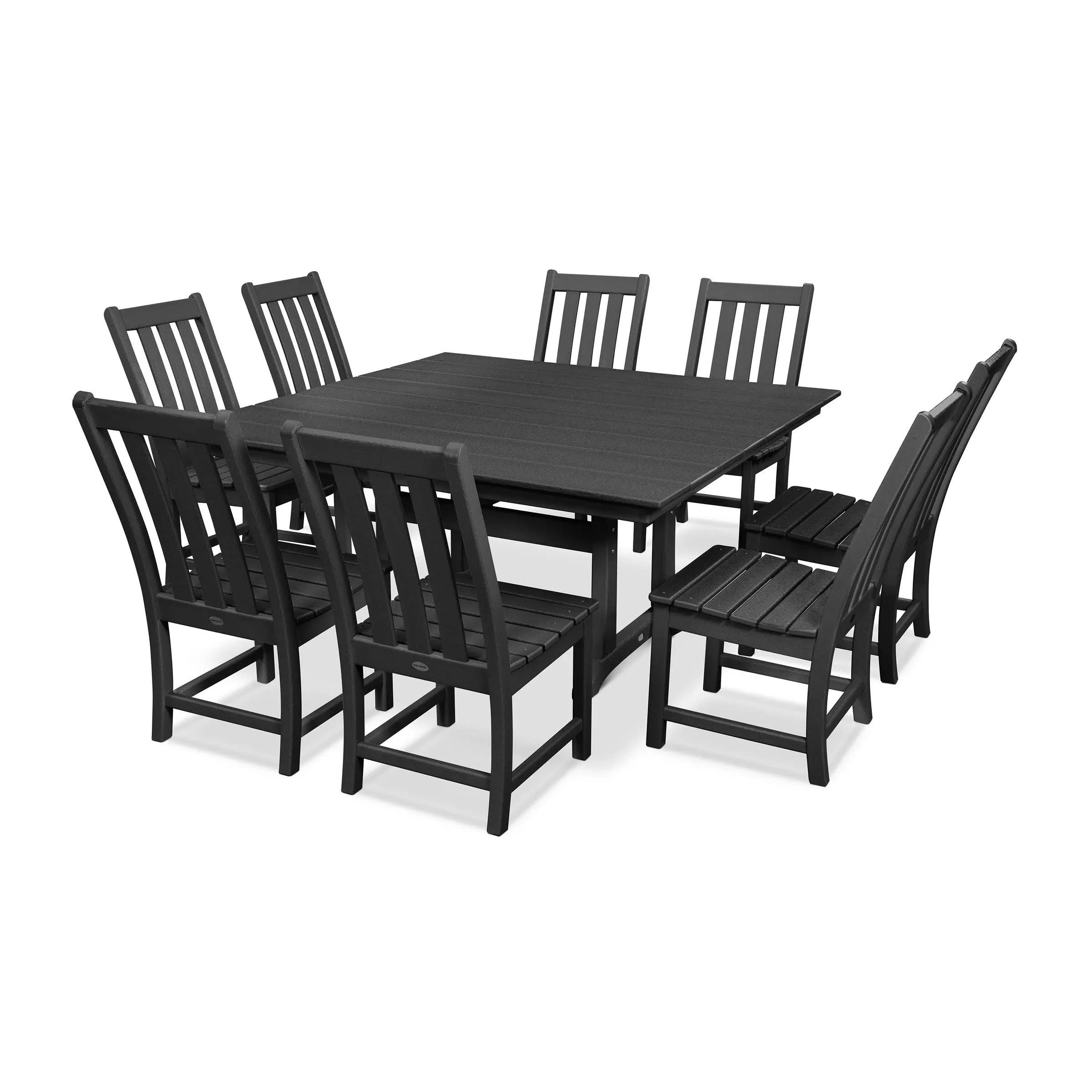 POLYWOOD Vineyard 9-Piece Farmhouse Dining Set - Black