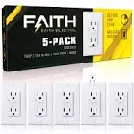 Faith Self Testing GFCI Outlet GLS-15A-WH ( 5-Pack)