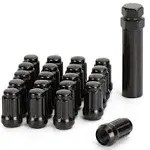 Dynofit 12x1.5 6 Spline Lug Nuts Set, 20pc Black Small Wheel Nut for Hon-da Accord Civic CRV Pilot Odyssey Element,Closed End Aftermarket Tuner Lugnuts with 1 Socket Key fit Impala Escape 5lug