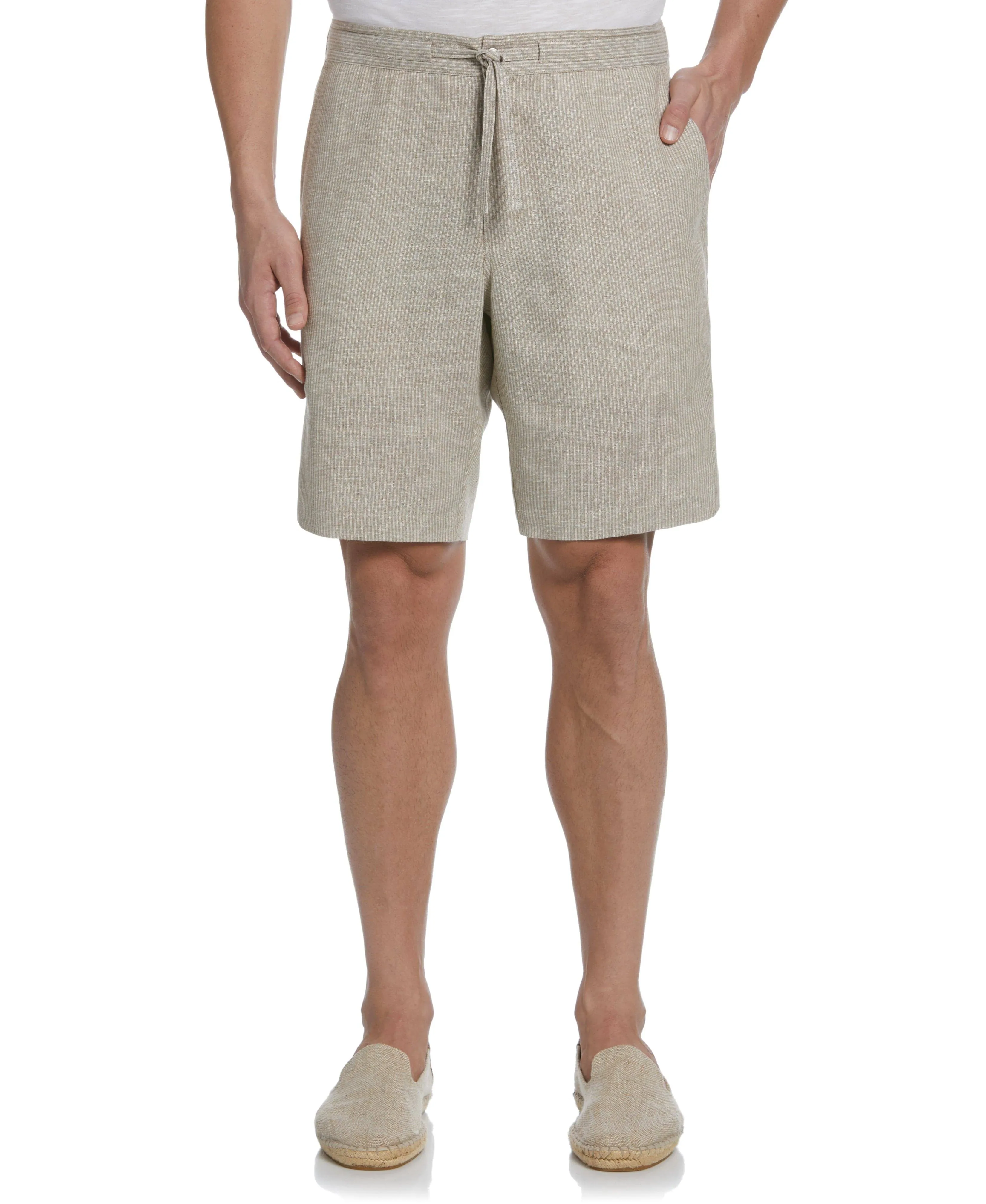 Cubavera Men's Linen Blend Mini Stripe Drawstring Short