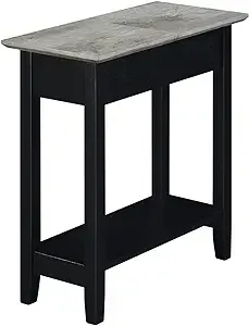 Convenience Concepts American Heritage Flip Top End Table 23" - Classic Traditional Living Room Side Table with Flip Top Storage and Shelf, Faux Birch/Black