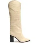 Shultz Croco MaryAna Block Leather Knee High Heeled Boots