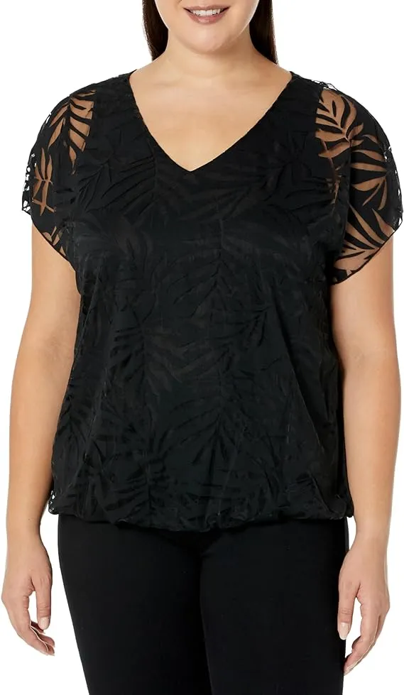 AVENUE Women's Plus Size TOP Elora Burnout