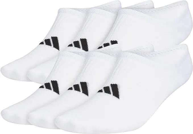 Adidas Superlite 3.0 No Show Socks Men's Socks 6-Pack White/Black, Size Large