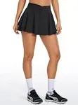 Black Tennis Skirt with Cross-waist, Built-In Shorts &amp; Cell Phone Pocket, S