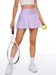 CRZ Yoga Women's High Waisted Pleated Tennis Skirts with Pockets Tummy Control Casual Liner Skorts A Line Workout Golf Skirts