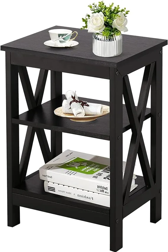 End Side Table with Storage Shelf Nightstands for Living Room,Bedroom Furnitu...