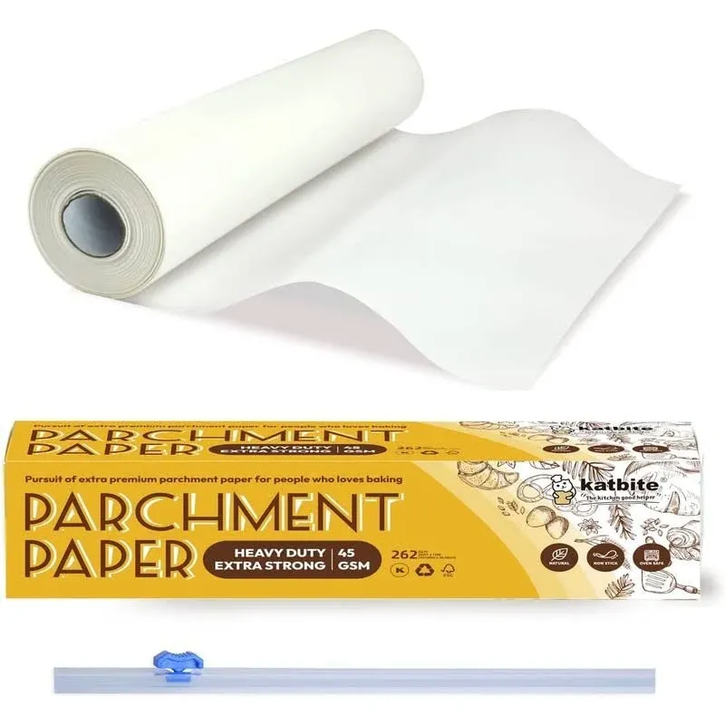 Katbite Heavy Duty Parchment Paper Roll for Baking, 12 in x 262 ft Non-Stick Baking Paper