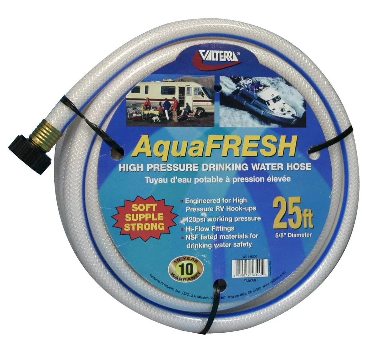 AquaFresh High Pressure Drinking Water Hose - 5/8" x 25', White