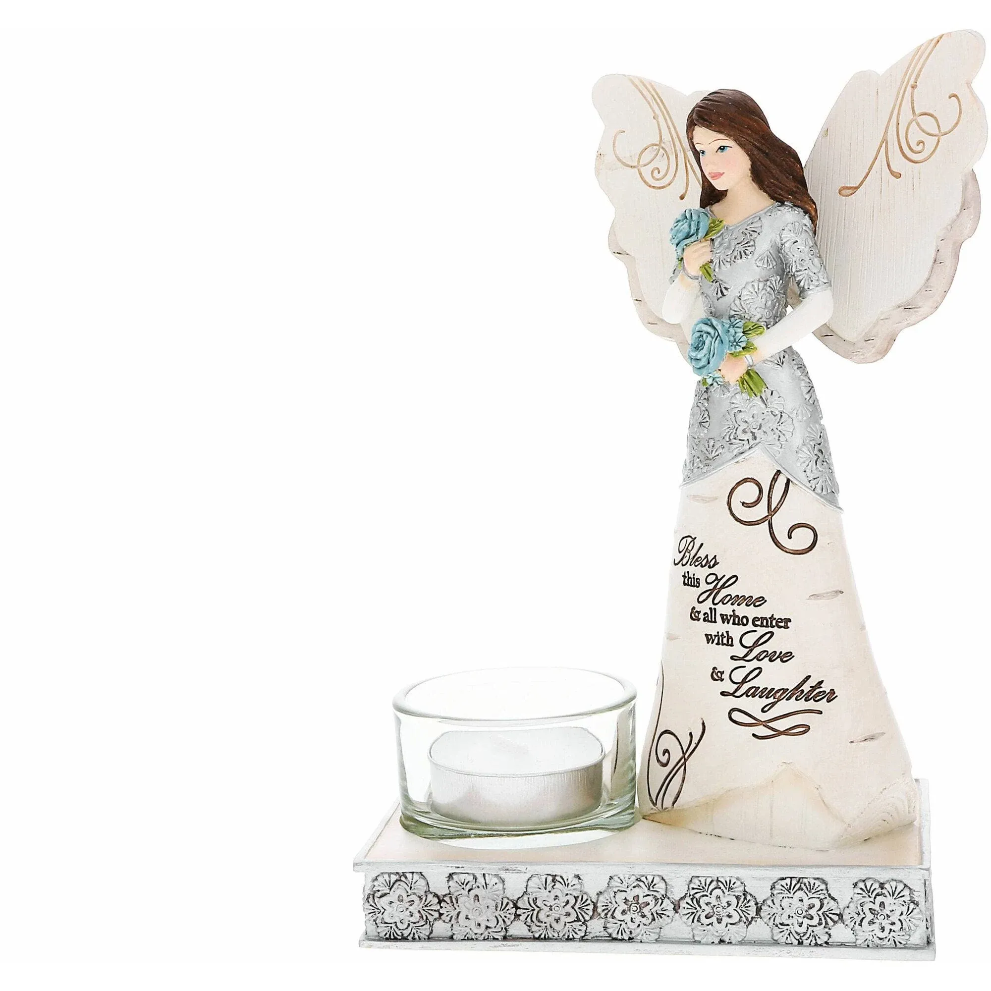 Pavilion Bless This Home Angel Figurine Tealight Candle Holder