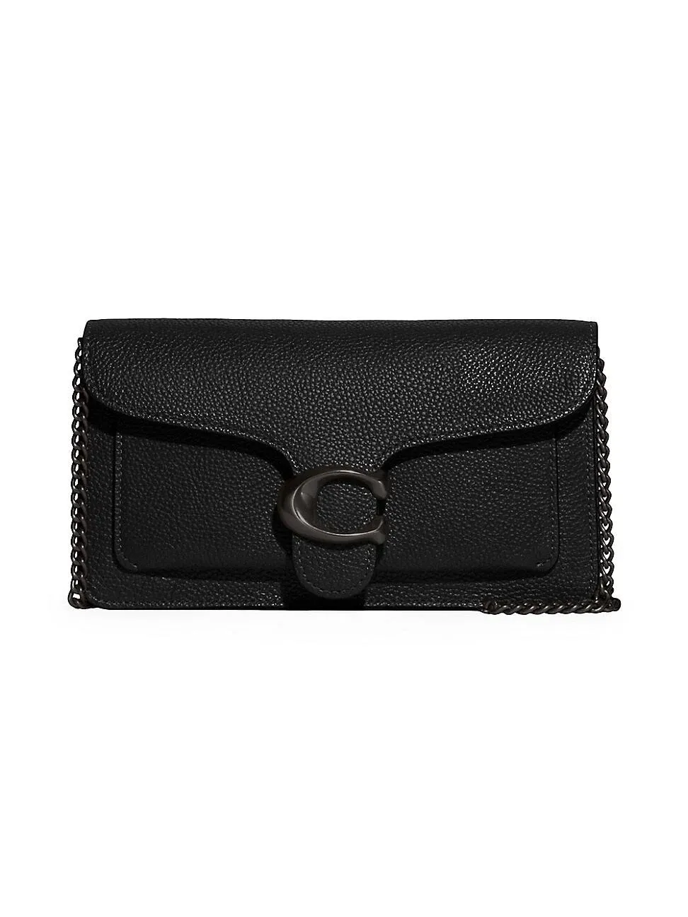 Coach Tabby Chain Small Leather Clutch - Black