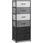 Pellebant Gray & Black 6 Fabric Drawers Vertical Dresser Storage Tower, Adult Unisex, Size: One Size