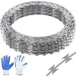 VEVOR Razor Wires 147 ft Double Spiral Razor Ribbon Barbed Wire JSSWDPCS147YCR3A8V0