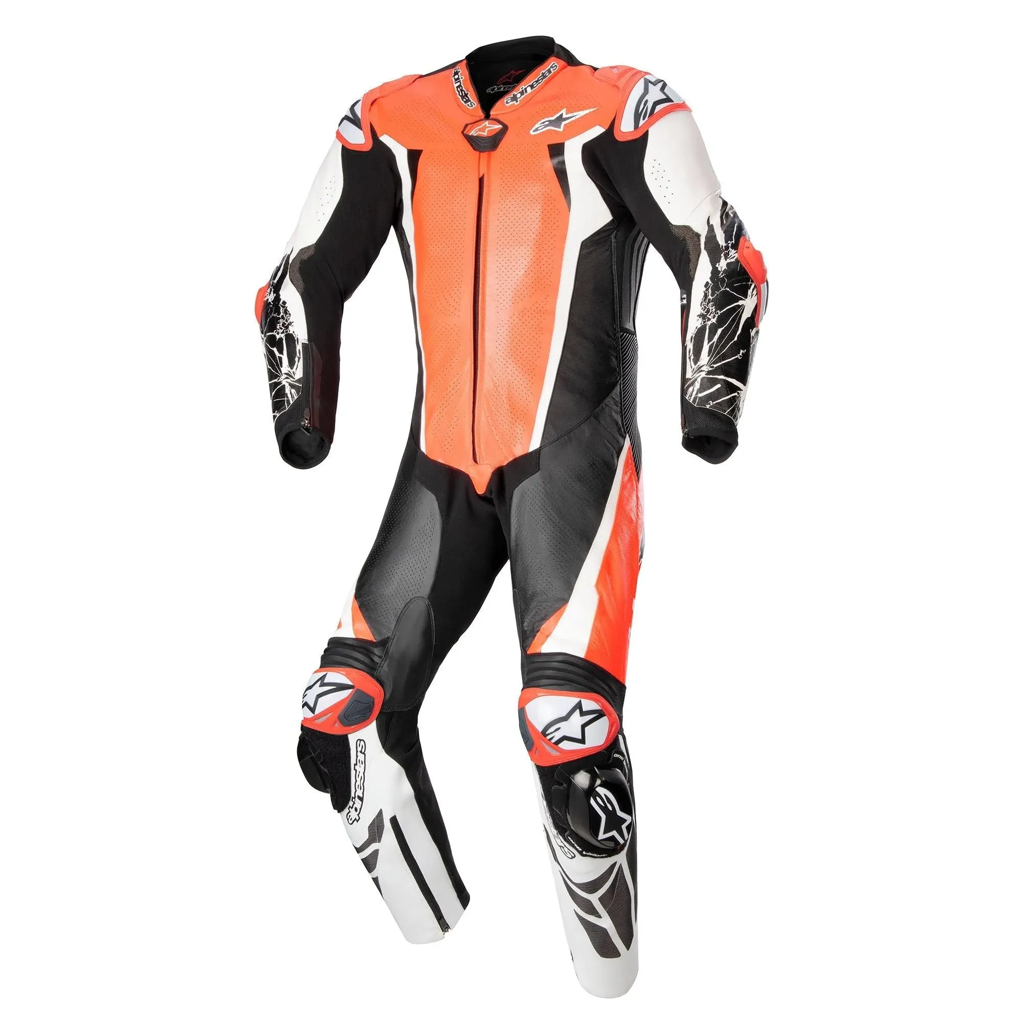 (52) Alpinestars Racing Absolute V2 One Piece Leather Suit Fluo Red / White / Black