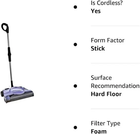 Shark V2945Z 12in Rechargeable Floor Carpet Sweeper (Renewed)