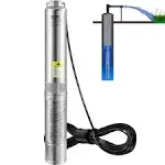 VEVOR Deep Well Submersible Pump, 2HP/1500W 230V/60Hz, 37GPM Flow 427 ft Head, w