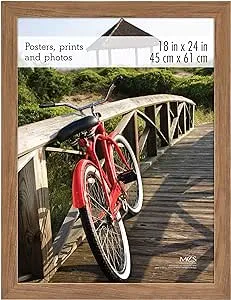 MCS Museum Poster Frame 18x24 Medium Oak Woodgrain, Vertical & Horizontal Wall Hanging Large Picture Frame for Photos, Posters & Art Prints (1-Pack)