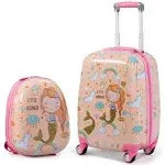 2pc Kids Luggage Set Rolling Suitcase & Backpack-Pink