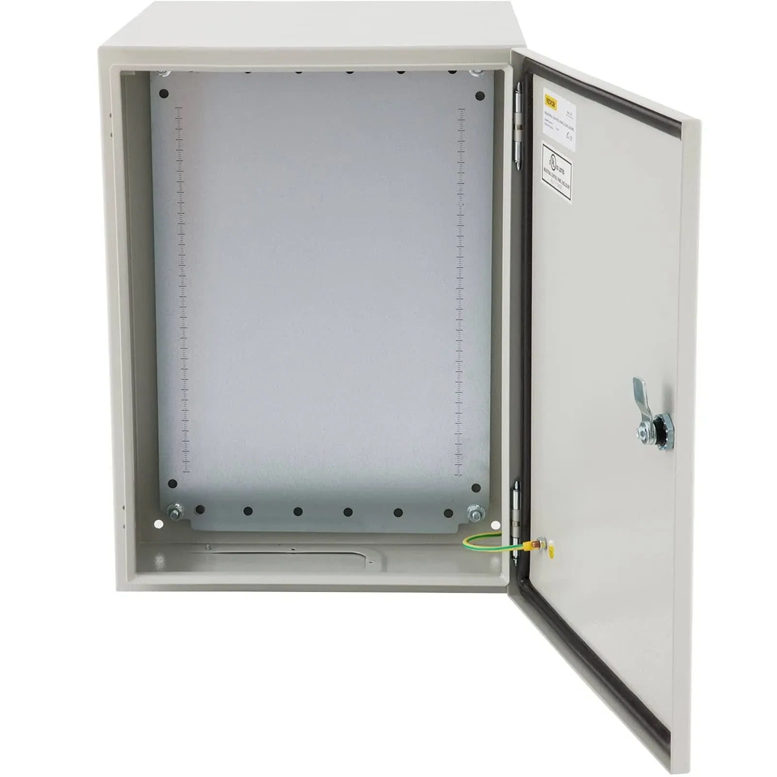 VEVOR Electrical Enclosure, 20'' x 20'' x 6'', NEMA 4 Outdoor Enclosure, IP65 Waterproof & Dustproof Cold-Rolled Carbon Steel Hinged Junction Box for Outdoor Indoor Use, with Rain Hood