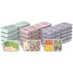 Prep 60-Piece Meal Prep Kit - Reusable Food Containers 1-Compartment, 2-Compa...