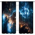 CURTAINS Nebula Galaxy Kids Rod Pocket Universe Window Drapes 2 Panels CINBLOO