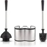 Toilet Brush and Plunger Set - Stainless Steel Plunger and Toilet Brush C