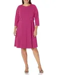 London Times Women's Tab-Waist Fit & Flare Dress - Pink - Size 4