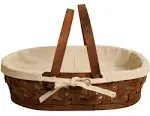 wald imports 17" Stained Woodchip w/Cloth Liner Basket, Brown