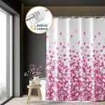 Comfitime Shower Curtain Heavy Duty Mildew-Resistant Fabric Bathroom Curtain, Waterproof, Machine-Washable, Weighted Hem, Rose Petal Floral Design, 72