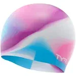 TYR Lcsjrtd Tie Dye Silicone Youth Swim Cap - Pink/Purple