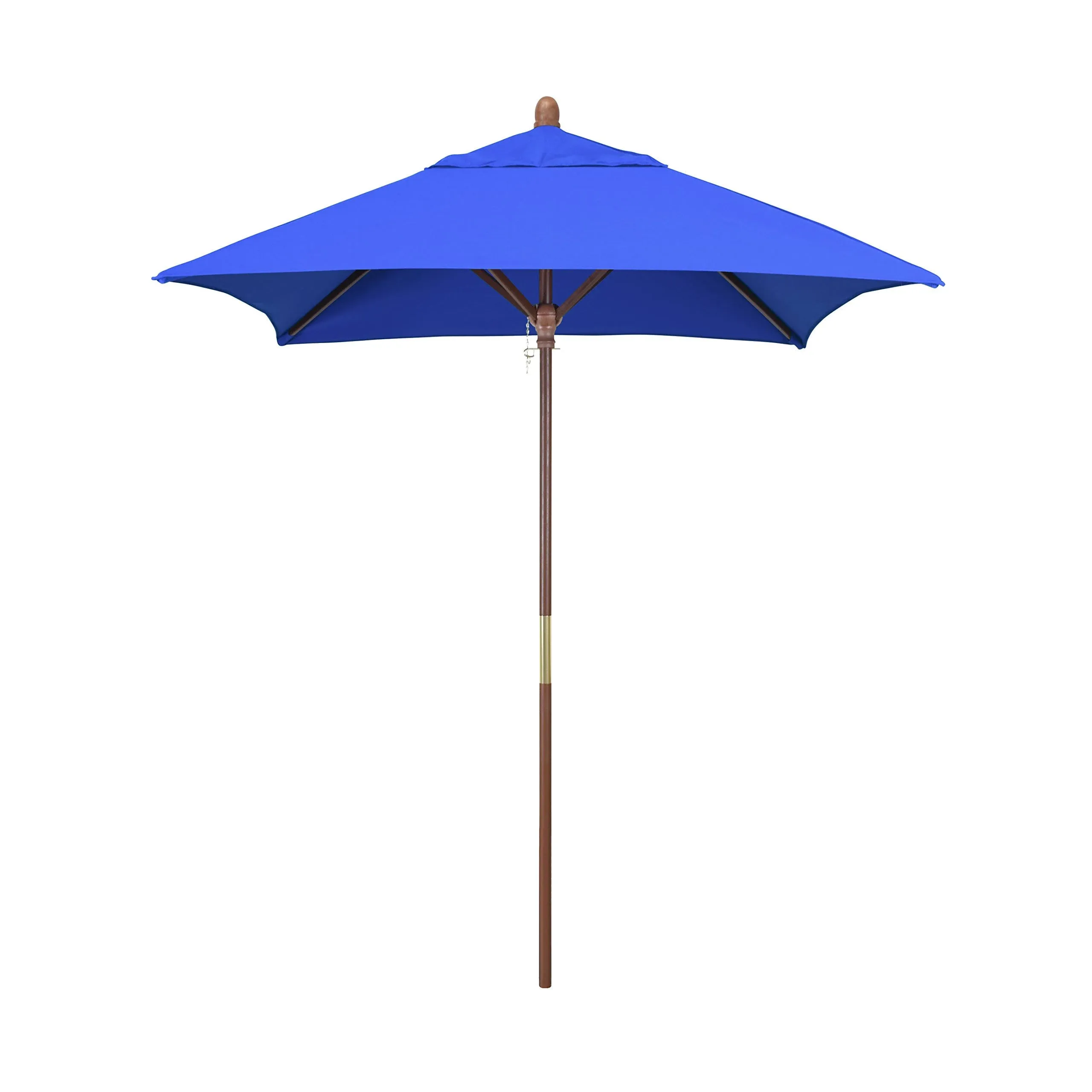 California Umbrella 6 ft. Square Marenti Wood Sunbrella Market Umbrella, Blue