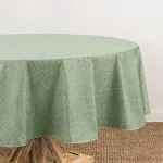 Elrene Monterey Linen Texture Vinyl Indoor/Outdoor Tablecloth 60x84 Oval - Sage