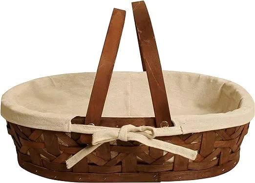 Wald Imports 17" Stained Woodchip W/cloth Liner Basket, Brown