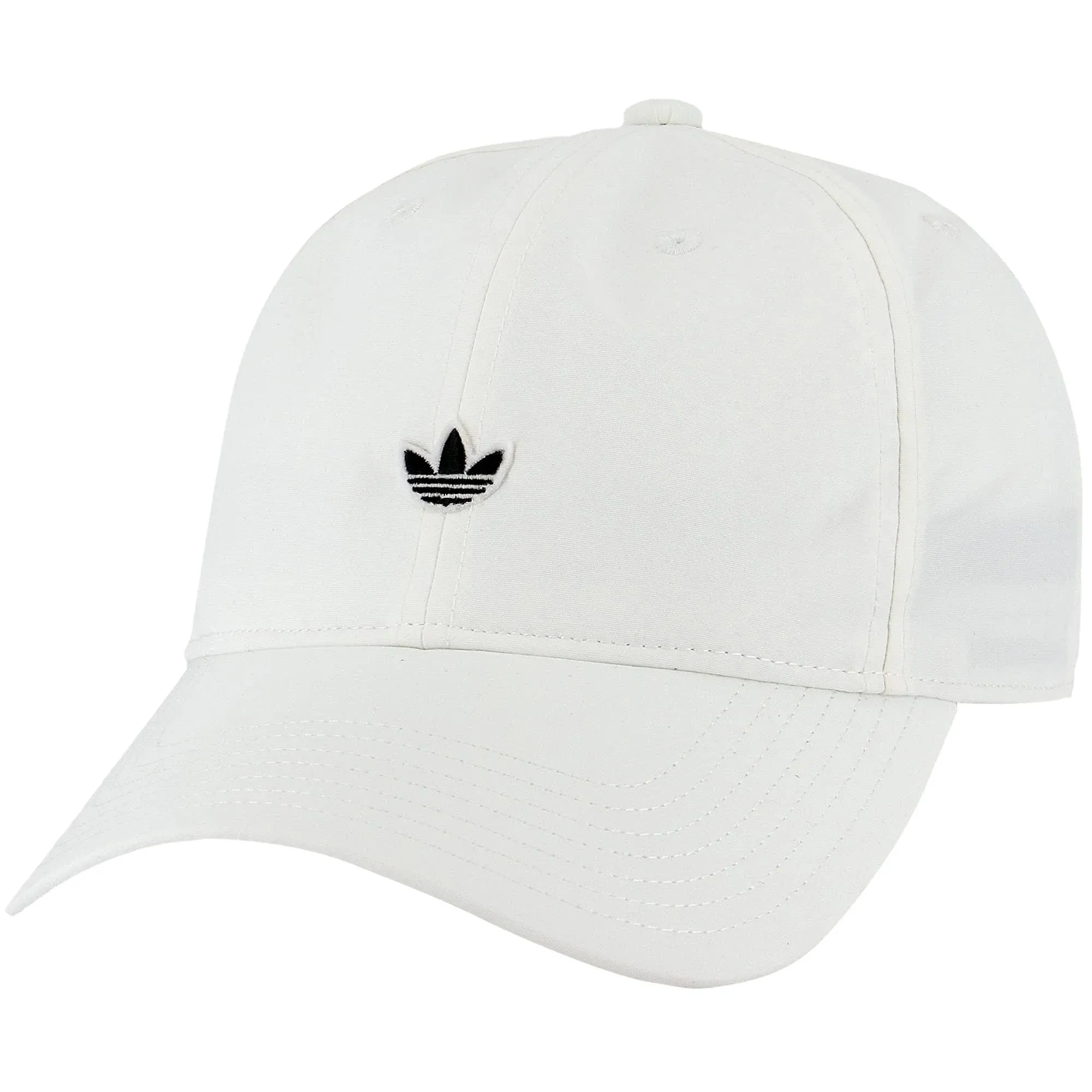 New Womens Adidas Originals Relaxed Nylon White/Black Trefoil Strapback Hat OSFW